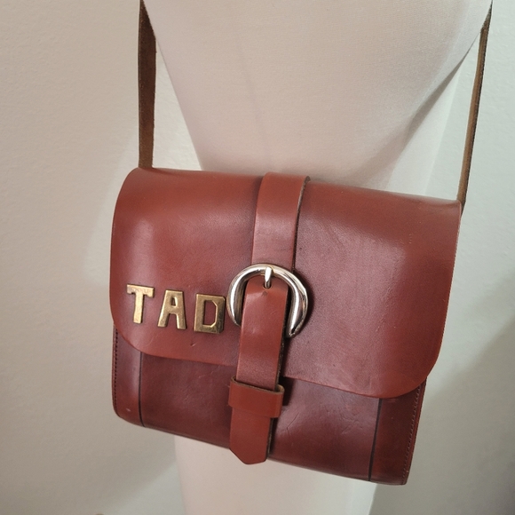 Vintage Thom Hird Handmade Leather Shoulder Bag with TAD Brass Monogram - Picture 2 of 15